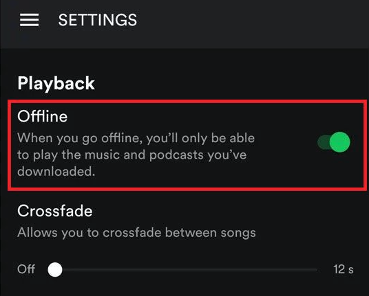 offline mode on Spotify